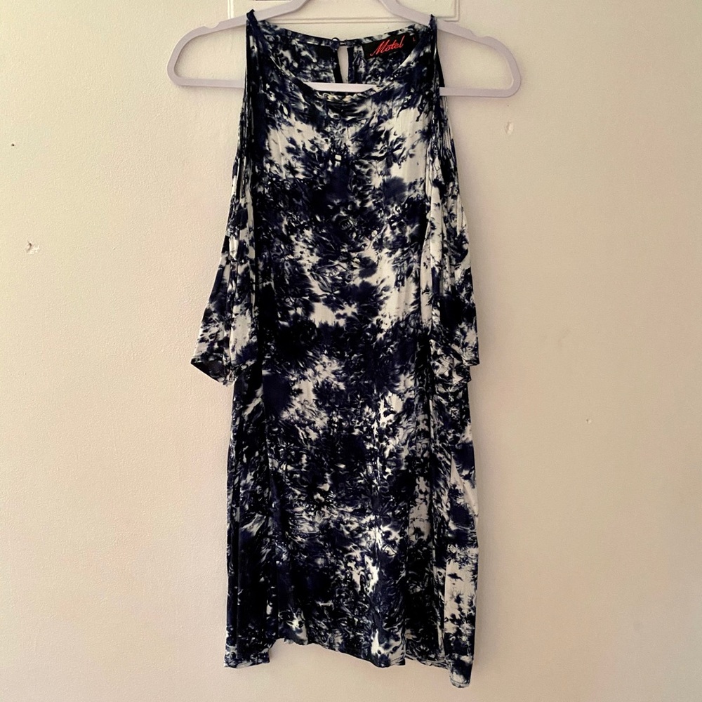 Blue and white tie dye dress